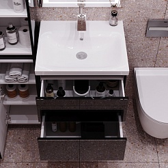 Style Line Мебель для ванной Даймонд 60 Люкс черная, PLUS подвесная – фотография-13